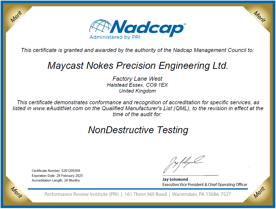 Approvals & certifications MaycastNokes Precision Engineering